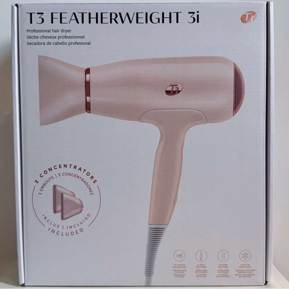 T3 Featherweight 3i Professional Hair Dryer Rose Gold NIB - Picture 2 of 6